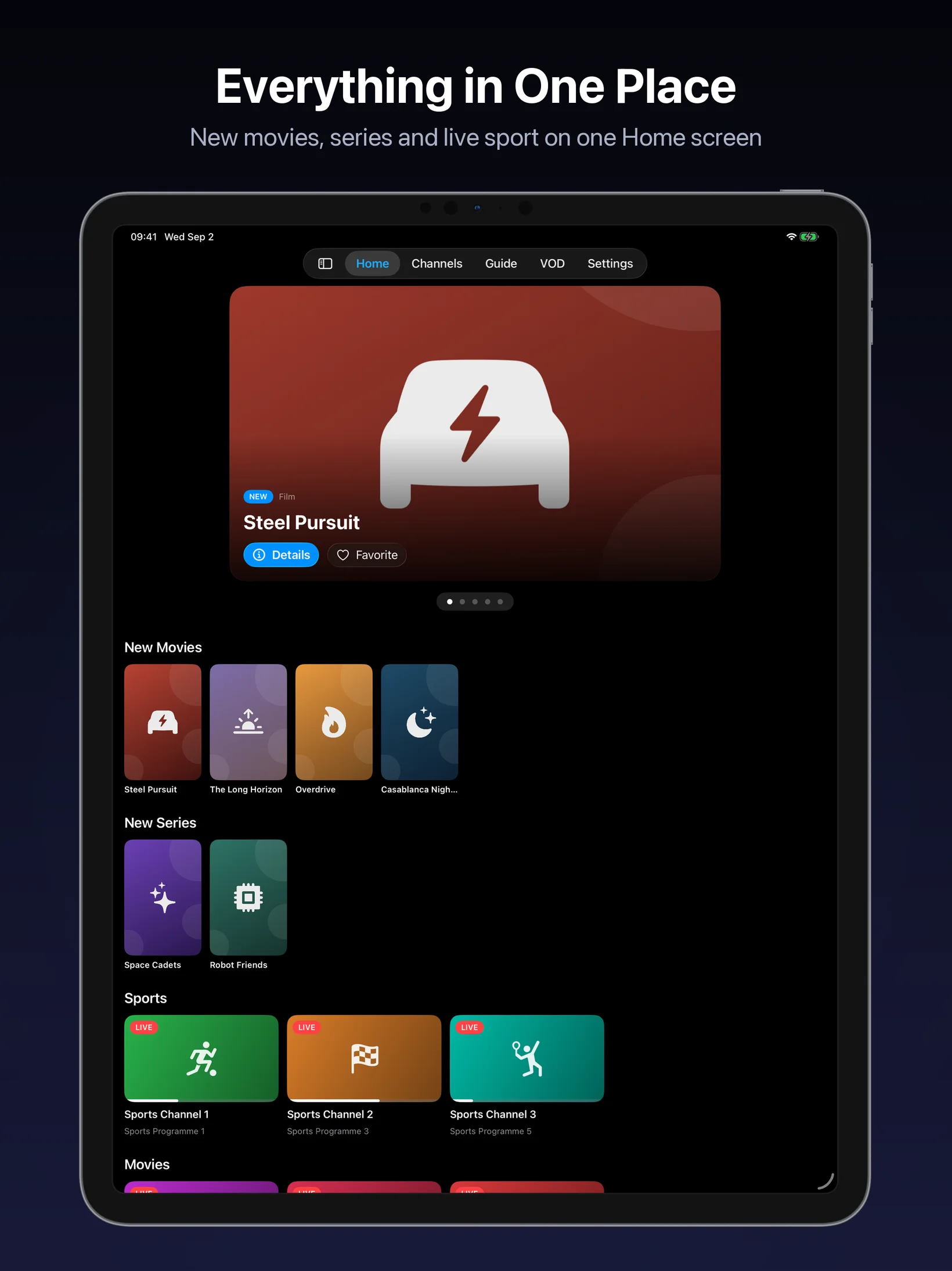 NightGlass home screen on iPad